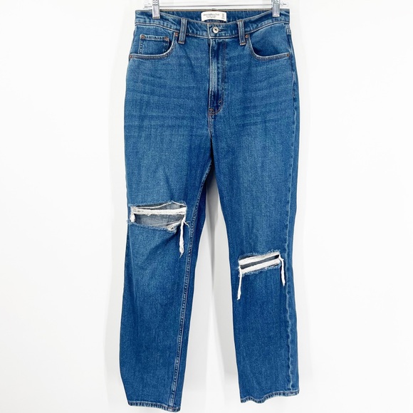 Abercrombie & Fitch Curve Love The Ankle Straight Jeans Ultra High Rise LONG - Picture 1 of 7